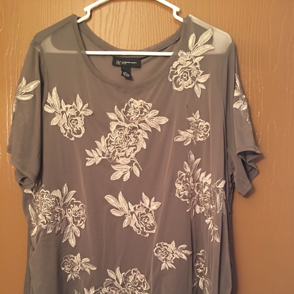 INC 3X sheer top with built in layer